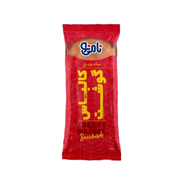 بسته بندی تازه مینی ساندویچ کالباس گوشت 240 گرمی برند نامی نو آماده مصرف