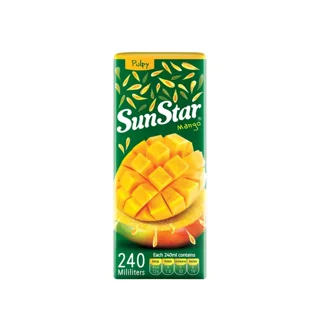 آبمیوه نکتار پالپ‌دار انبه سان استار پاکتی 240ml باکس 36 عددی